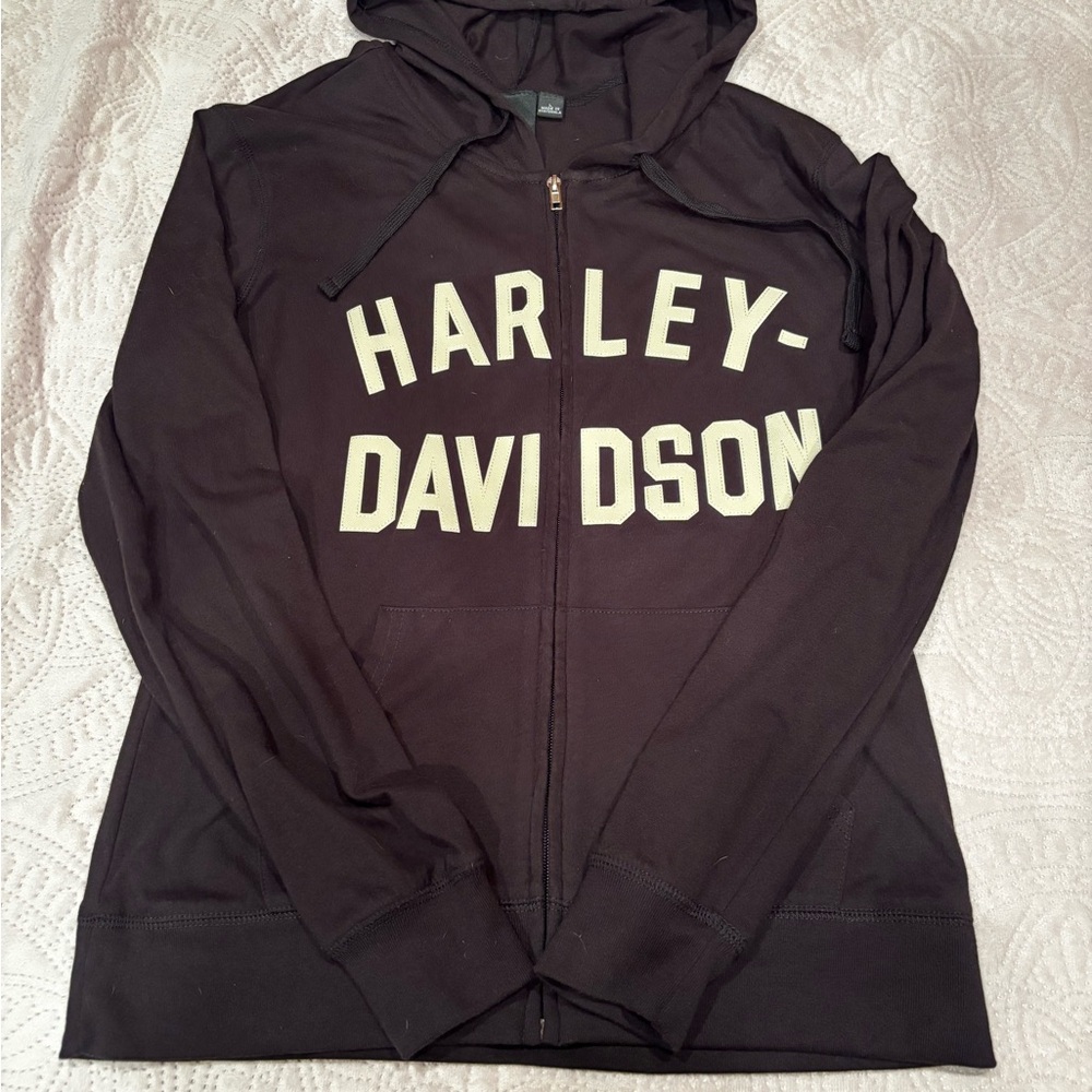 Harley-Davidson light-weight Black Zip-Up Hoodie